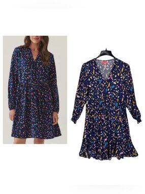Vilagallo Terrazo Print V-Neck Dress Size 6